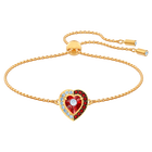 Black Baroque Bracelet, Red, Gold-tone plated