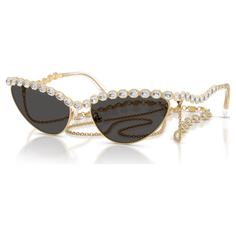 swarovski sunglasses  cat eye shape  chain  gray