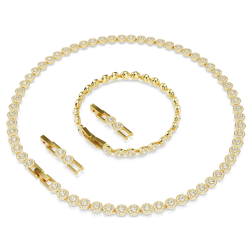 swarovski una angelic set  round cut  white  gold tone plated