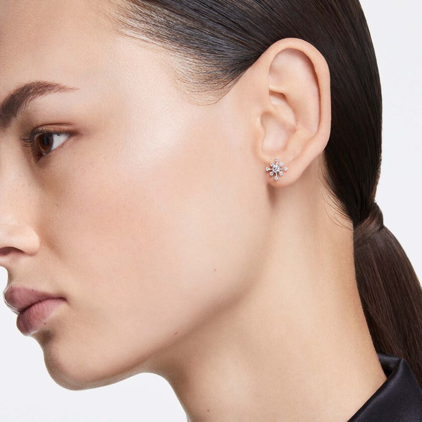 swarovski galaxy stud earrings  lab grown diamonds 0 5 ct tw  round shape  18k white gold