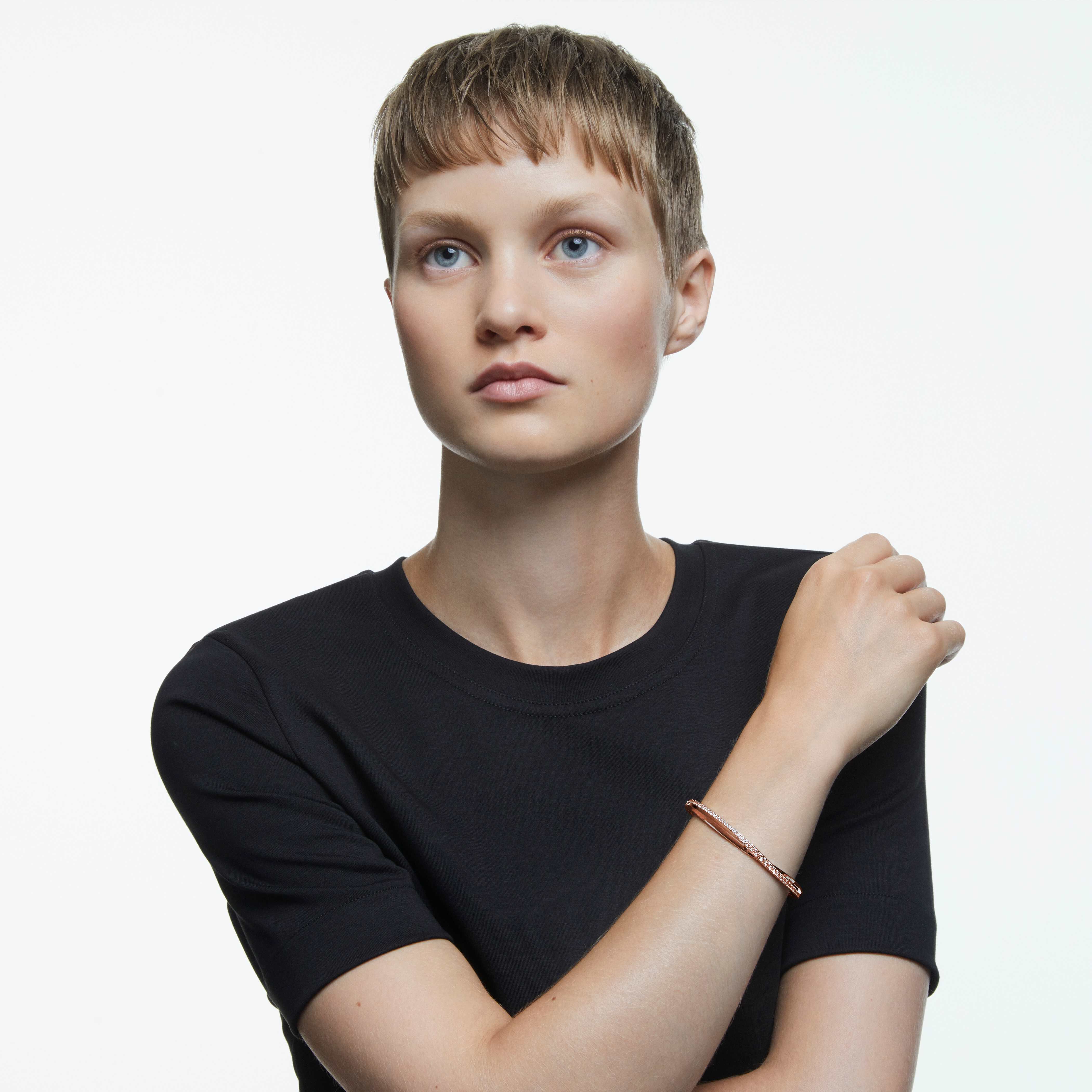 swarovski hyperbola bracelet  white  rose gold tone plated