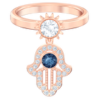 swarovski symbolic motif ring blue rose gold tone plated