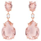 Vintage Drop Pierced Earrings, Pink, Rose Gold Plating