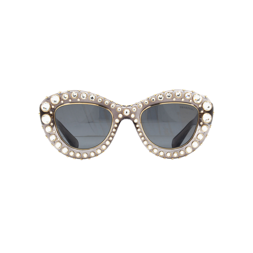 swarovski sunglasses  cat eye shape  sk6060  silver tone