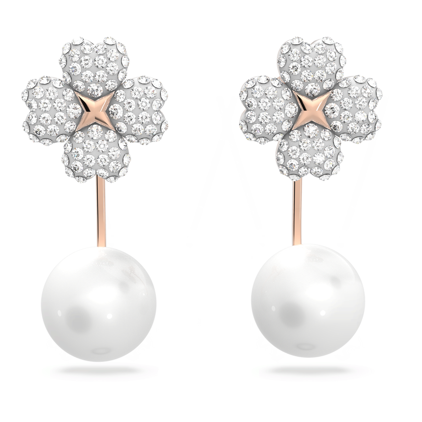 swarovski latisha earring jackets  flower  white  rose gold tone plated