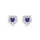swarovski one stud earrings  heart cut  pav   heart  blue  rhodium plated