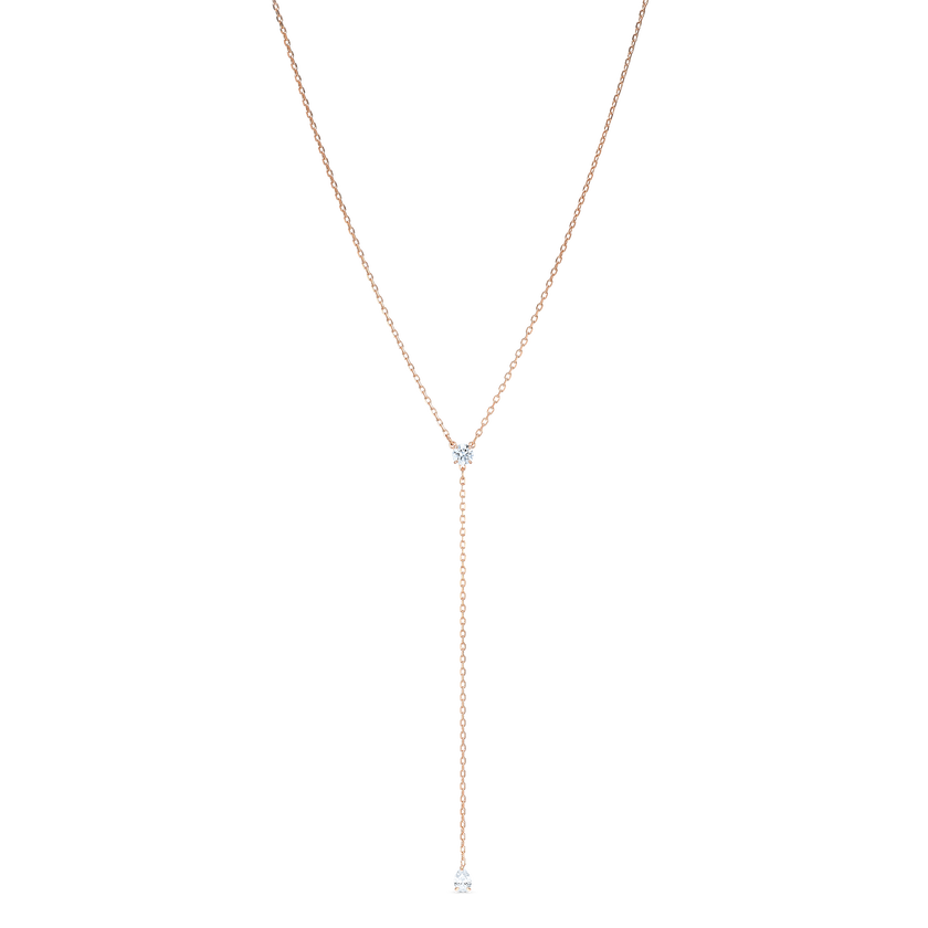 Attract Soul Y Necklace, White, Rose-gold tone plated