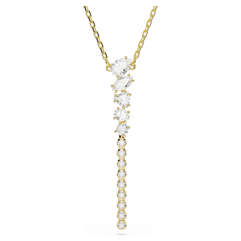 swarovski mesmera y necklace  mixed cuts  white  18k gold finish