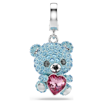 swarovski idyllia charm  mixed cuts  teddy  blue  rhodium plated
