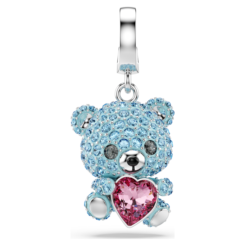 swarovski idyllia charm  mixed cuts  teddy  blue  rhodium plated