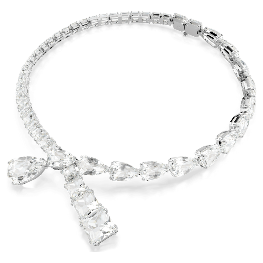 swarovski matrix necklace  mixed cuts  white  rhodium plated