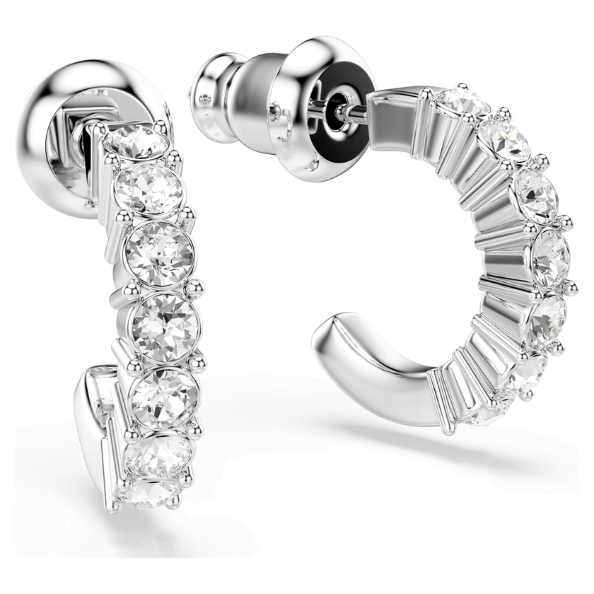 swarovski mini hoop earrings  round cut  white  rhodium plated