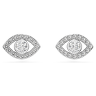 swarovski luckily stud earrings  round cut  pav   eye  white  rhodium plated