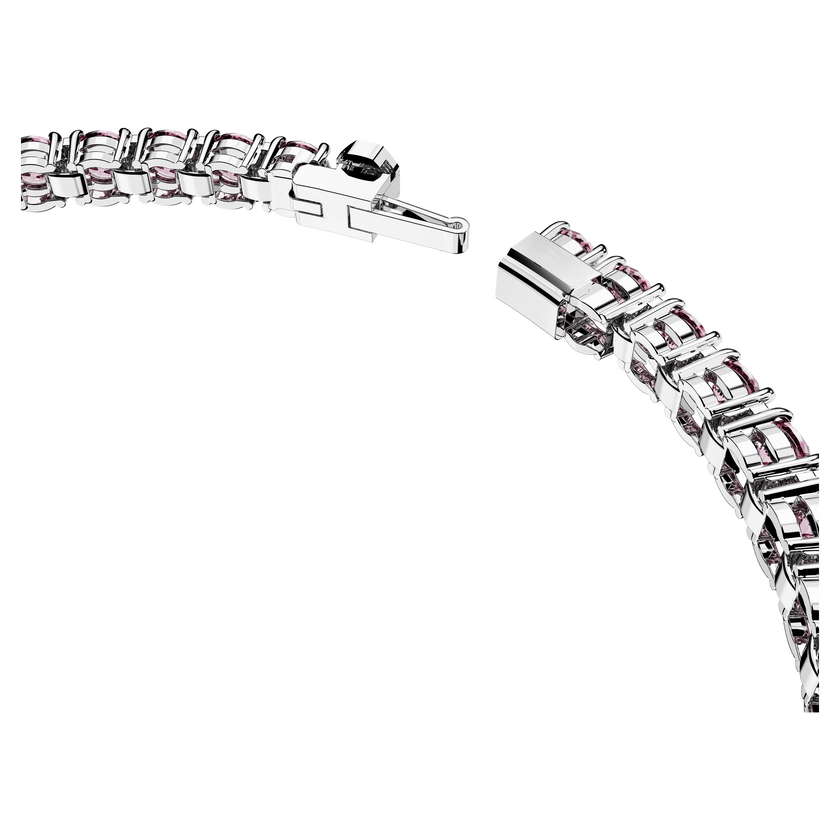 swarovski matrix tennis bracelet  round cut  pink  rhodium plated
