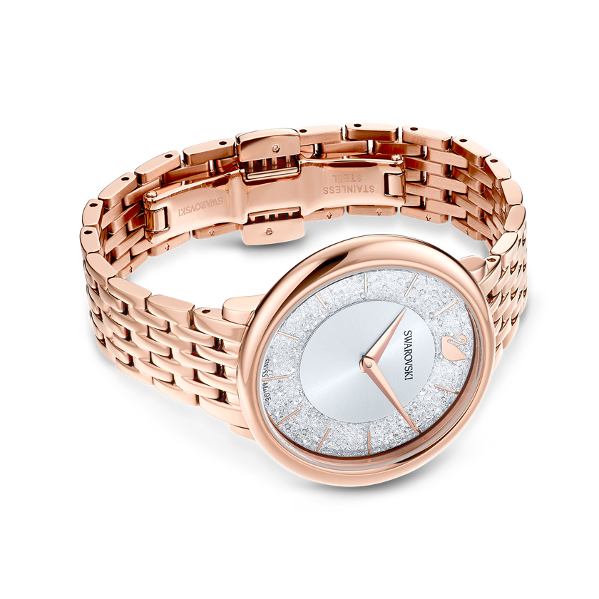 Cristalline Chic Watch, Metal bracelet, Rose gold tone, Rose-gold tone PVD