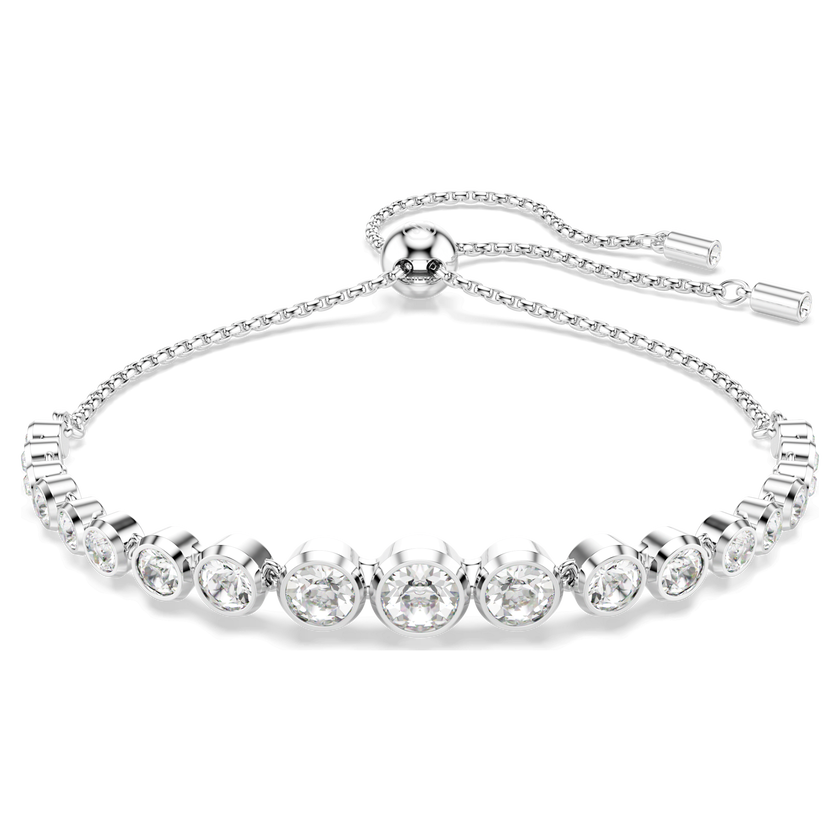 swarovski imber tennis bracelet  mixed round cuts  white  rhodium plated