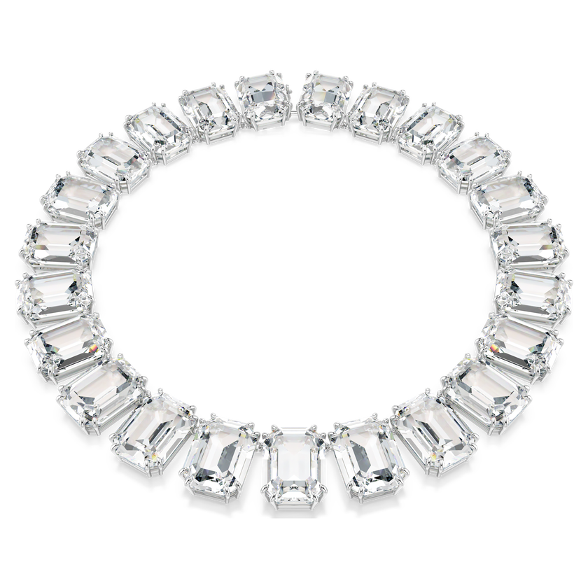 swarovski millenia tennis necklace  octagon cut  white  rhodium plated