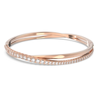 Twist bracelet, White, Rose gold-tone plated