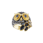 March Owl Motif Ring, Multi-Colored, Gold Plating