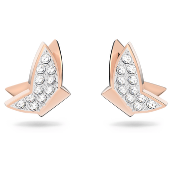 swarovski lilia stud earrings butterfly white rose gold tone plated
