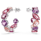 swarovski gema hoop earrings  pink  rhodium plated