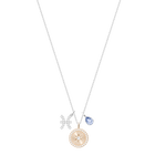 Zodiac pendant, Pisces, Blue, Rhodium plated