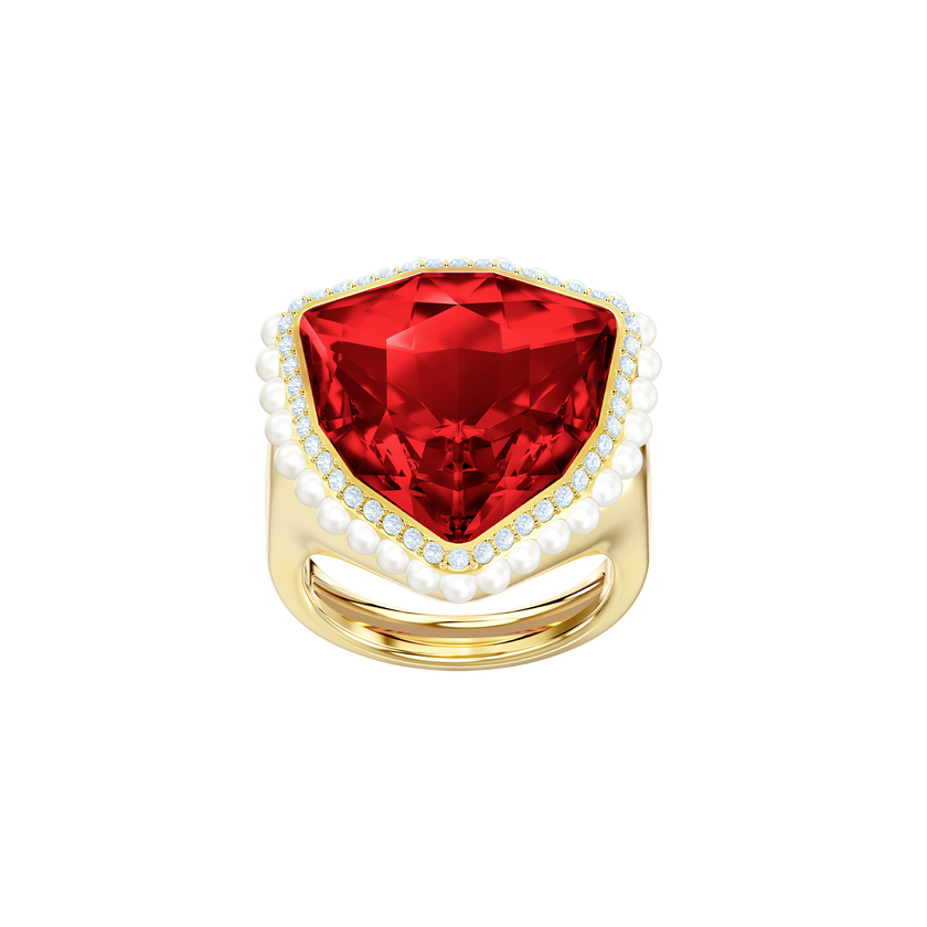 Lucky Goddess Cocktail Ring, Red, Gold plating