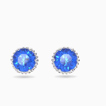 Birthstone earrings, September, Blue, Rhodium plated