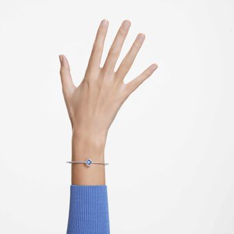 swarovski sparkling dance bangle  clover  blue  rhodium plated