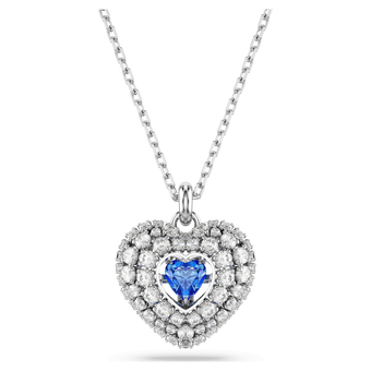 swarovski idyllia pendant  heart  blue  rhodium plated