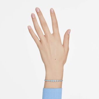 swarovski imber bracelet  mixed round cuts  blue  rhodium plated