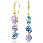 swarovski gema drop earrings  asymmetrical design  mixed cuts  multicolored  gold tone plated