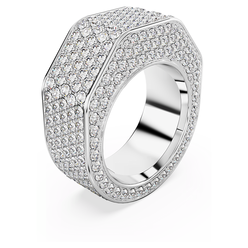 swarovski dextera ring  octagon shape  pav   white  rhodium plated
