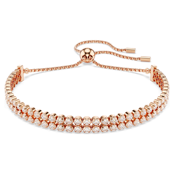 swarovski matrix tennis bracelet  round cut  white  rose gold tone plated