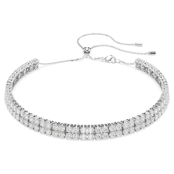 swarovski matrix choker  round cut  white  rhodium plated