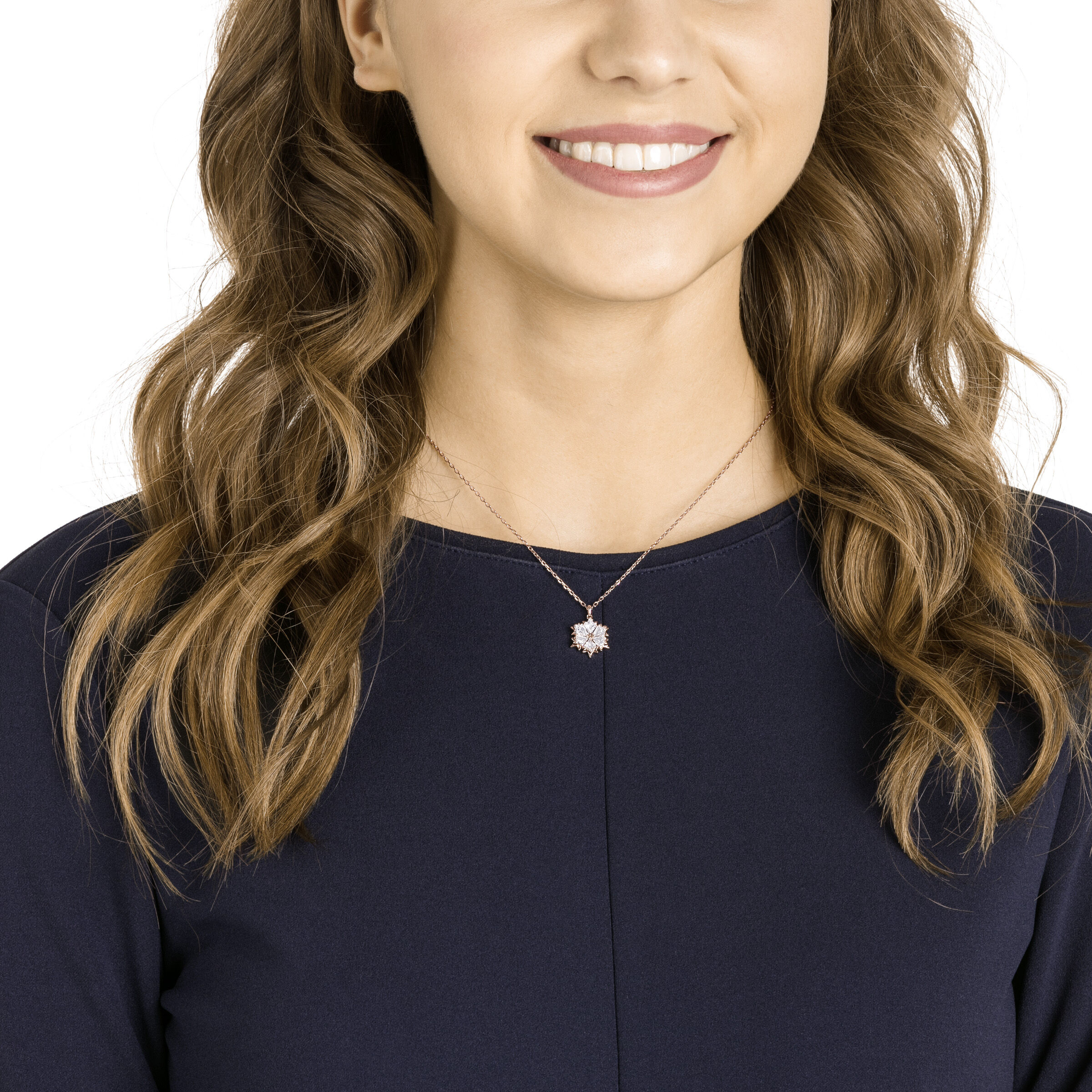 swarovski magic pendant  white  rose gold plating