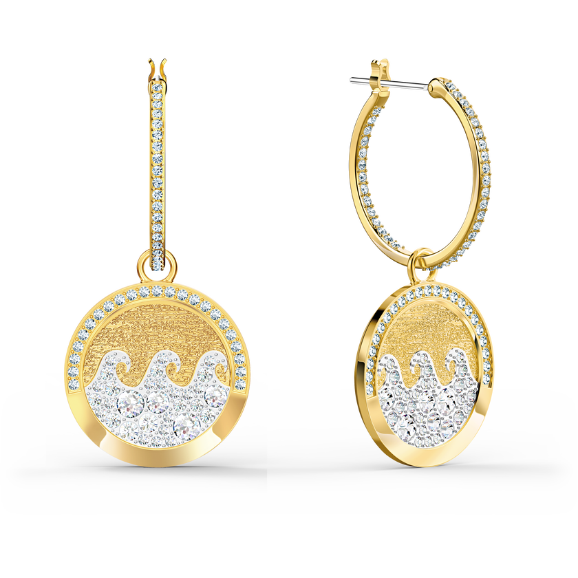 Shine Wave Pierced Earrings, Light multi-colored, Gold-tone plated