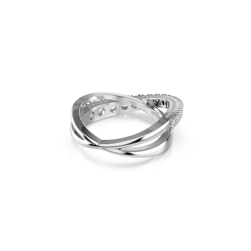 swarovski hyperbola ring  mixed cuts  white  silver tone finish
