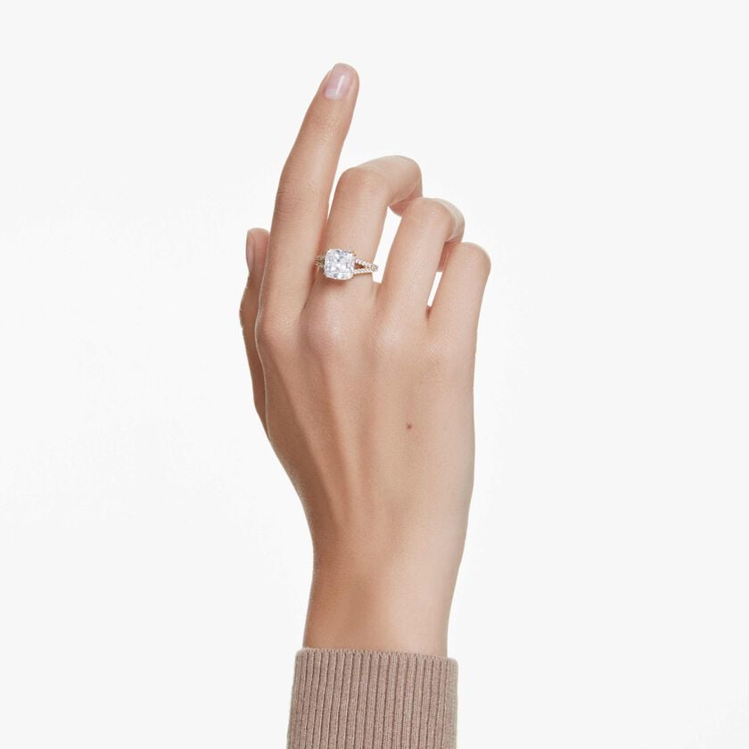 Buy Swarovski Stilla cocktail ring, Square cut, White, Gold-tone