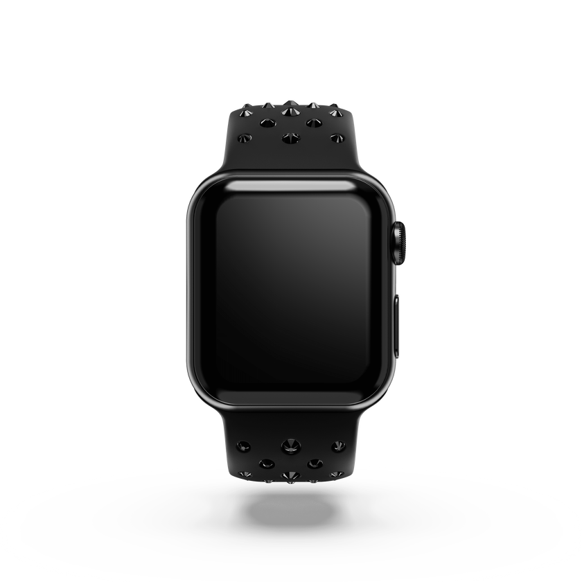 swarovski watch strap  silicone with stitching  black  stainless steel