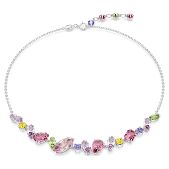 swarovski gema necklace mixed cuts multicolored rhodium plated