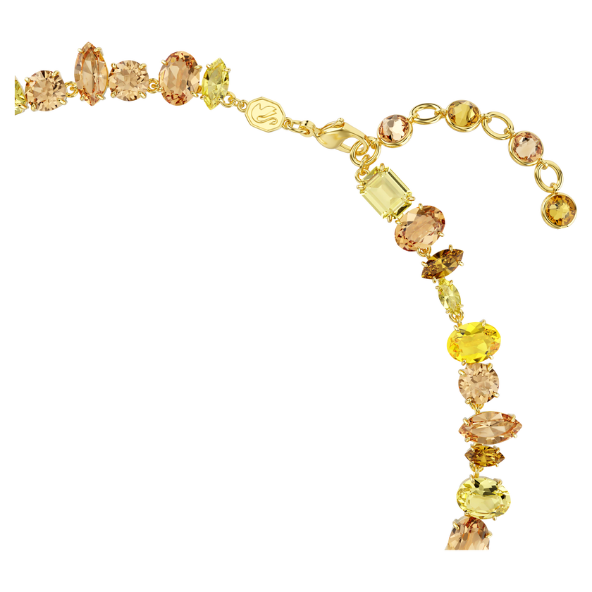 swarovski gema tennis necklace  mixed cuts  yellow  gold tone plated