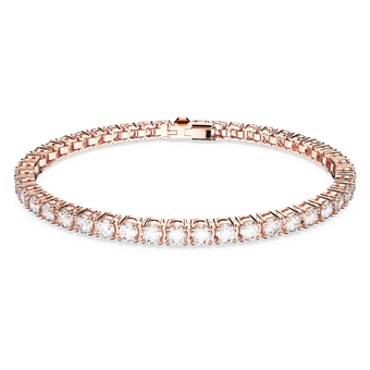 swarovski matrix tennis bracelet round cut white rose gold tone plated