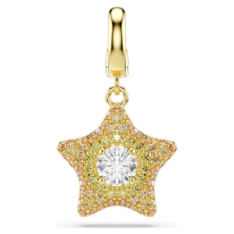 swarovski sublima charm  round cut  star  yellow  18k gold finish