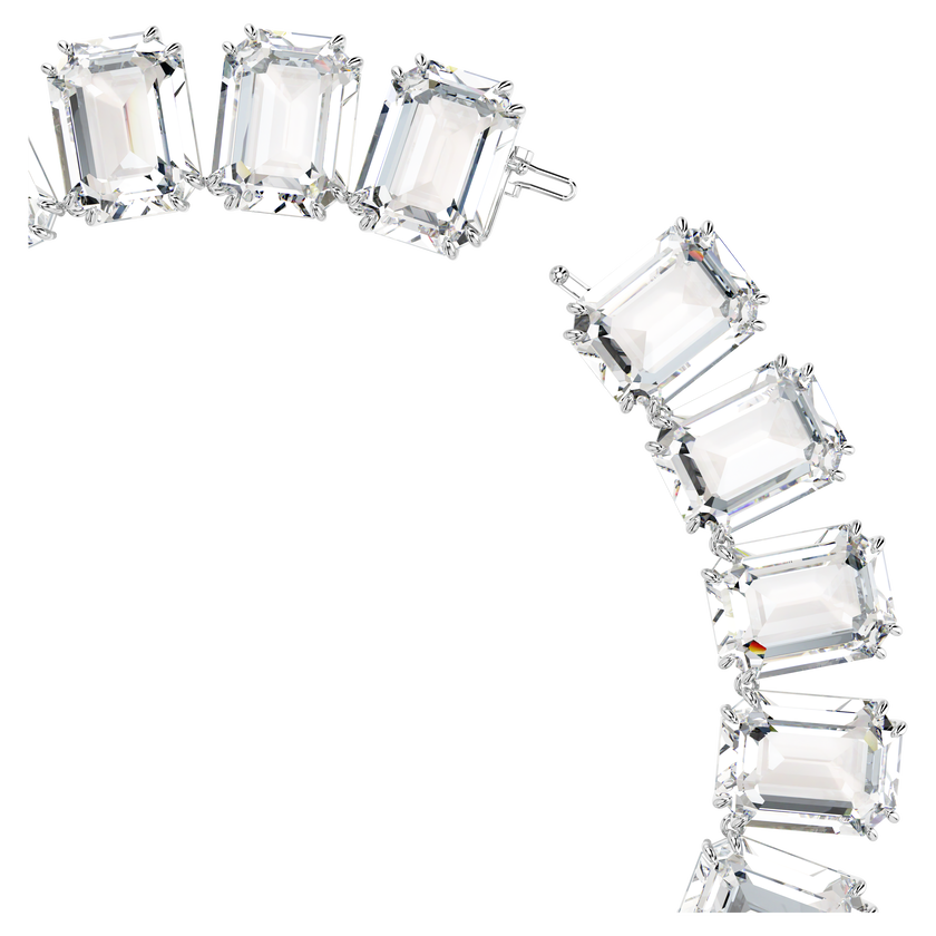 swarovski millenia tennis necklace  octagon cut  white  rhodium plated