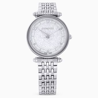 Crystalline Wonder watch, Swiss Made, Metal bracelet, Silver tone, Stainless steel
