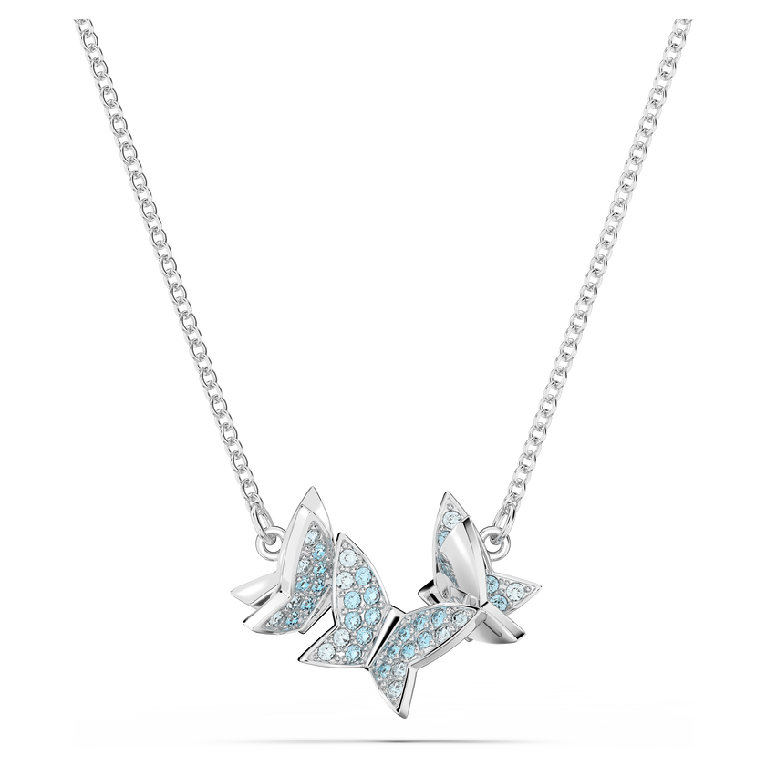 swarovski lilia necklace  butterfly  blue  rhodium plated