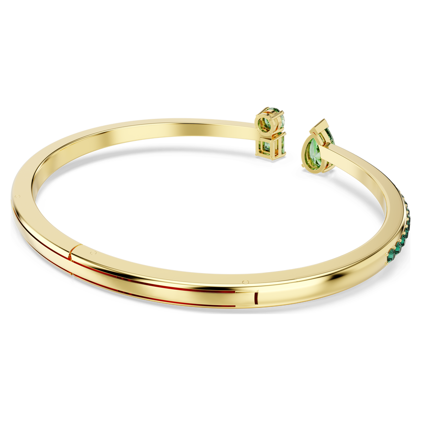 swarovski matrix cuff  mixed cuts  green  gold tone plated