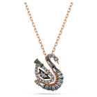 swarovski swan pendant  mixed cuts  swan  black  18k rose gold finish