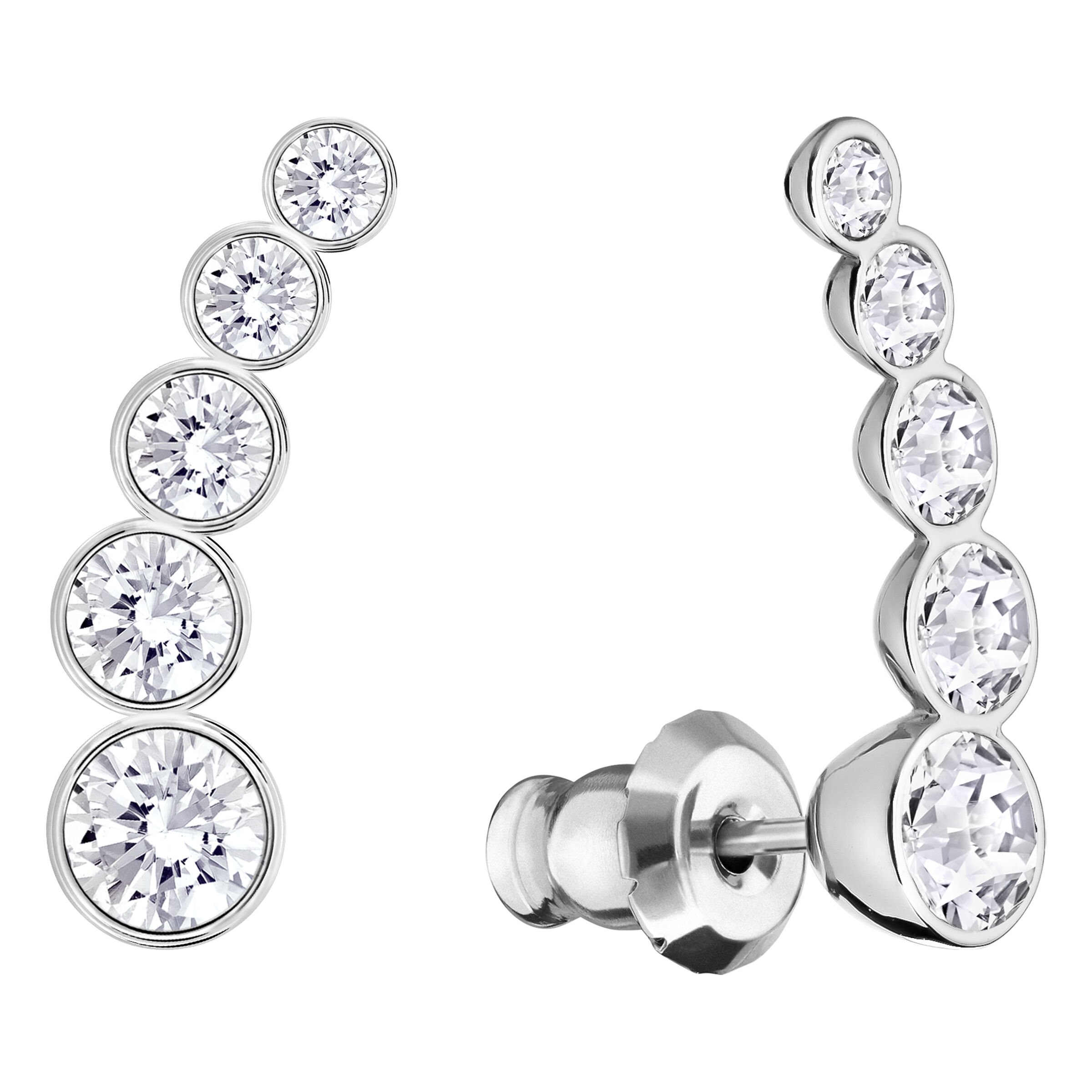 swarovski harley ear cuffs  round cut  white  rhodium plated